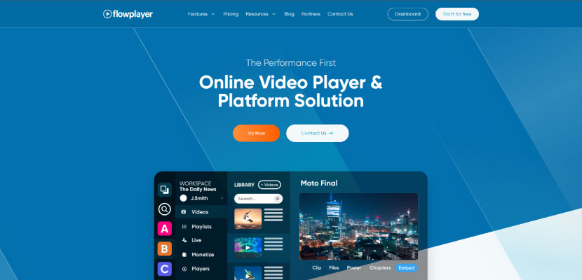 flowplayer online video platform screenshot