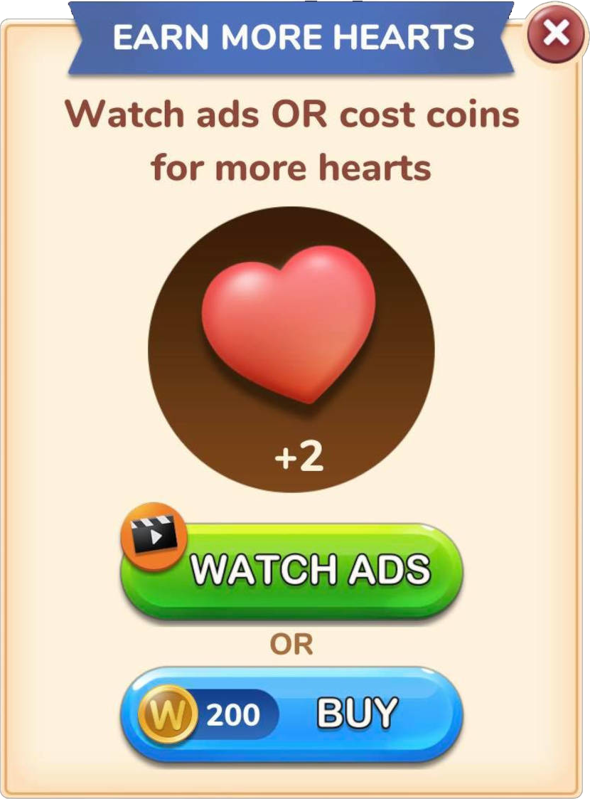 rewarded video ad example of watching an ad for the ability to get an extra life