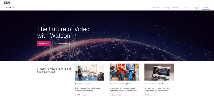ibm cloud video homepage screenshot