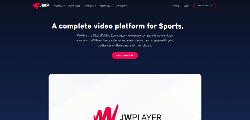 JWPlayer homepage screenshot