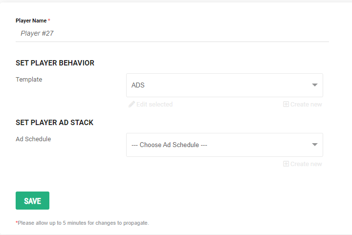 CMS screenshot setting up instream ad placements