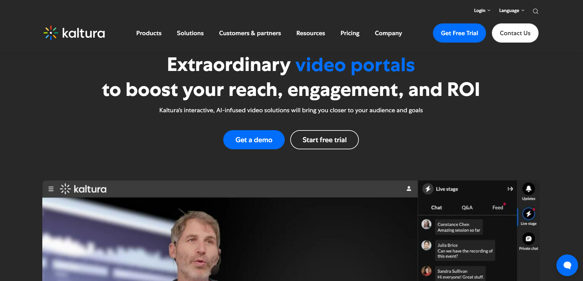 Kaltura website screenshot